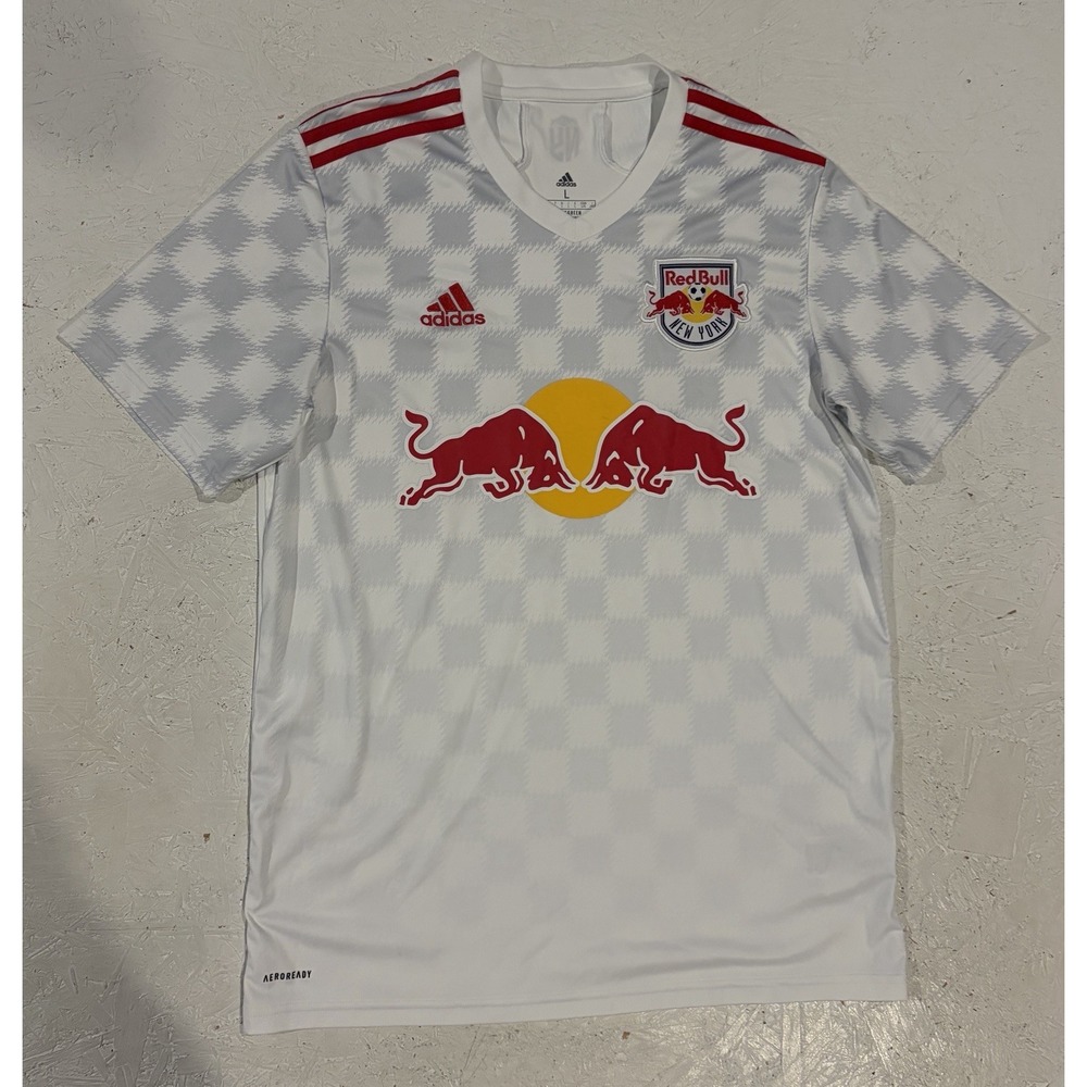 Adidas New York Red Bulls Mens L 2021/22 Home Shirt Jersey GI6459 White MLS